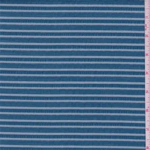 2 3/8 YD PC-Peacock Blue Satin Stripe Organza Fabric