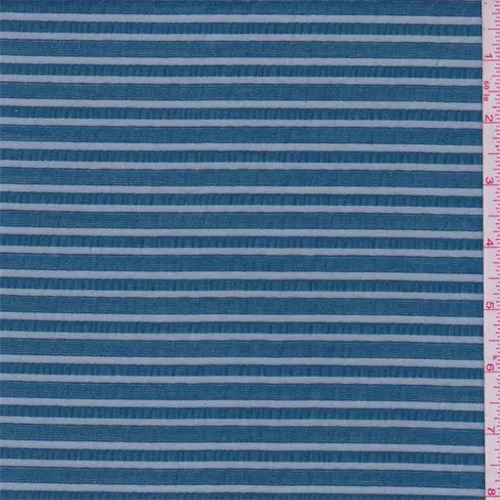 2 3/8 YD PC-Peacock Blue Satin Stripe Organza Fabric