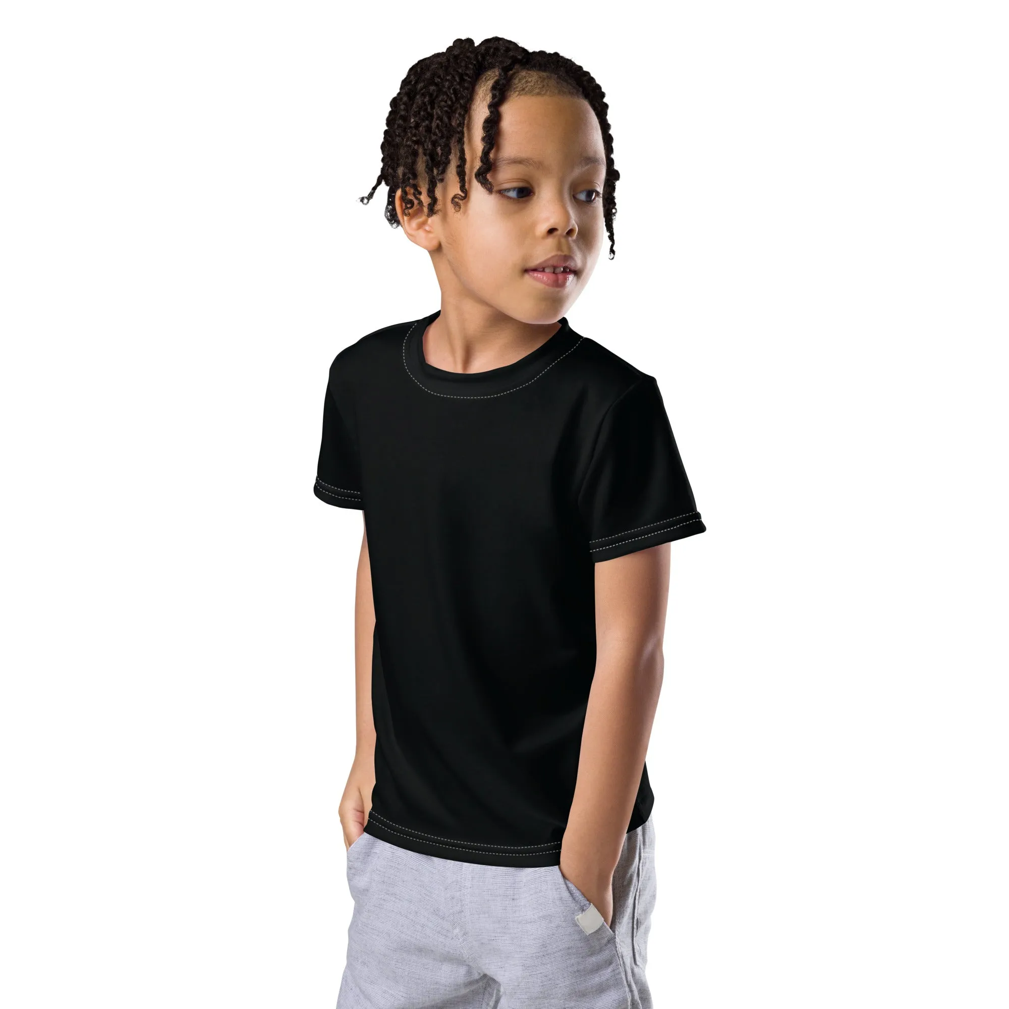 Active Wear Staple: Boys' Short Sleeve Solid Color Rash Guard - Noir