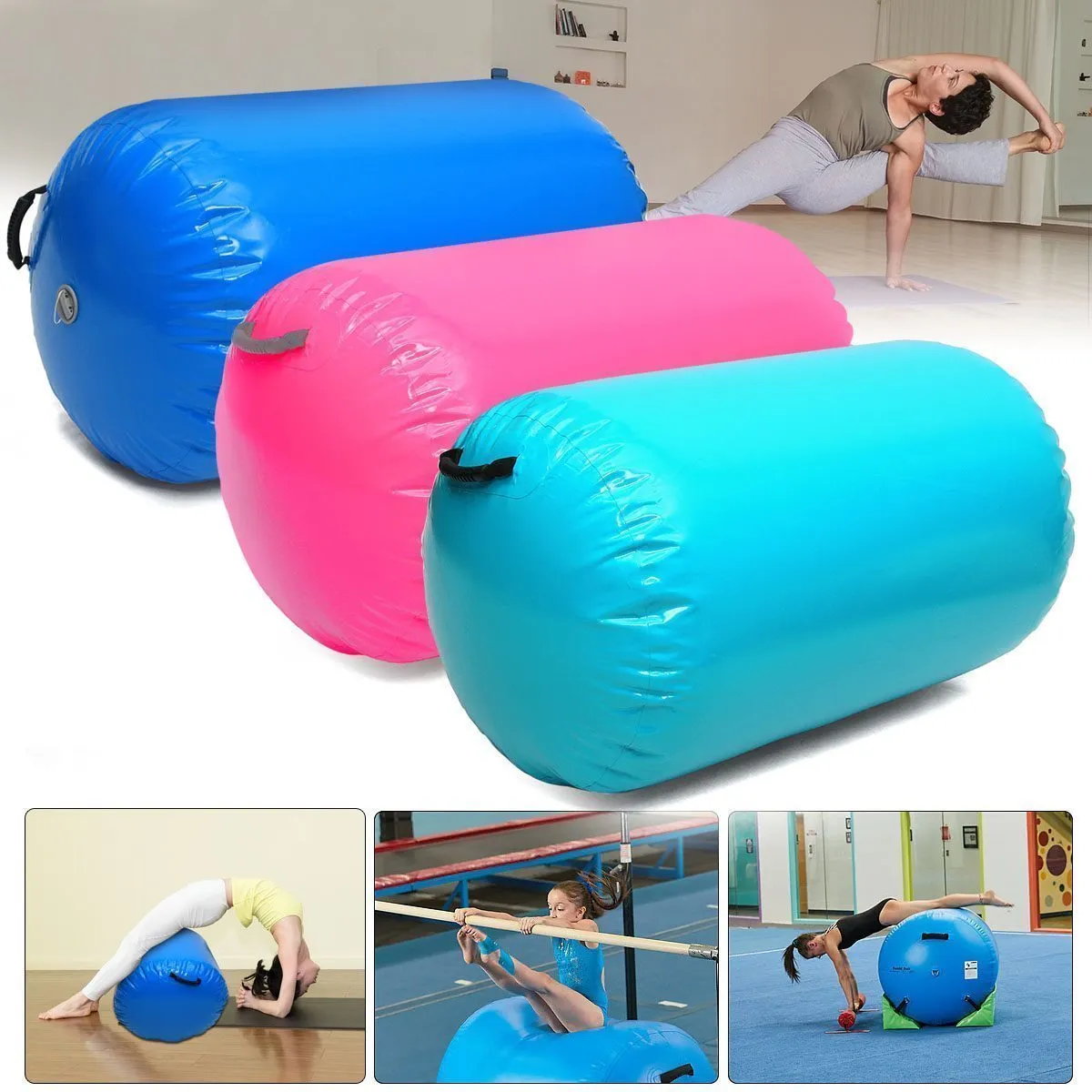 AirTrack Air Roll Cylinder Tumbling Track Gymnastics Exercise Blue