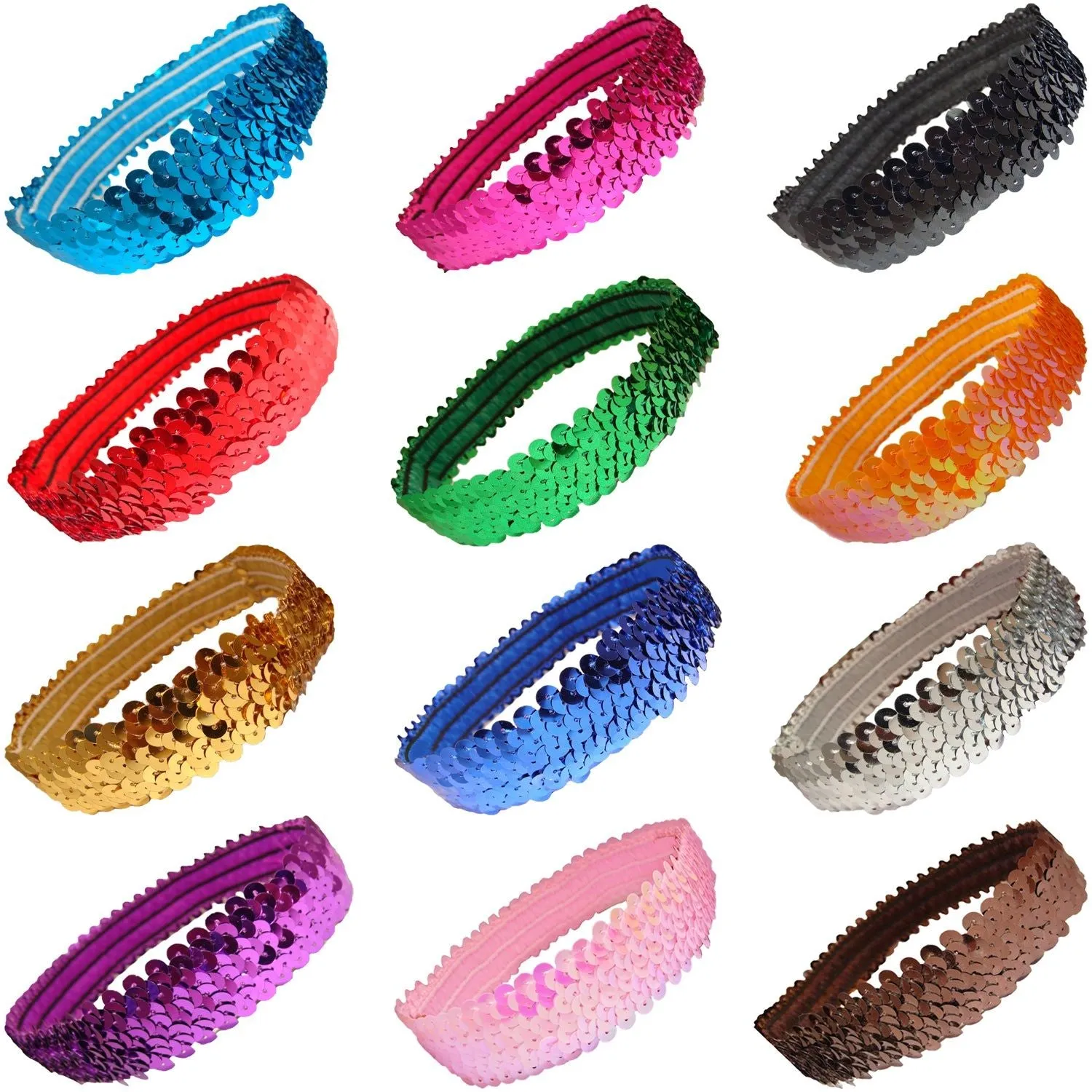 Assorted Sequin Headbands - 12 Pack