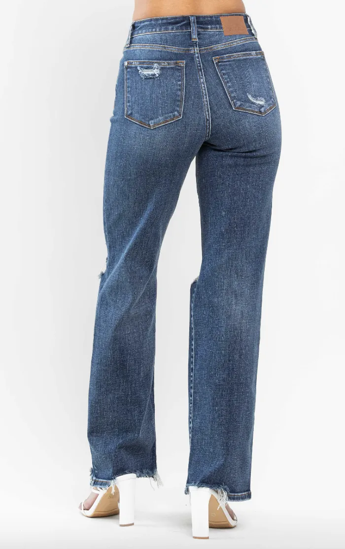 Betsy - High Waisted Distressed Straight Leg (Judy Blue)