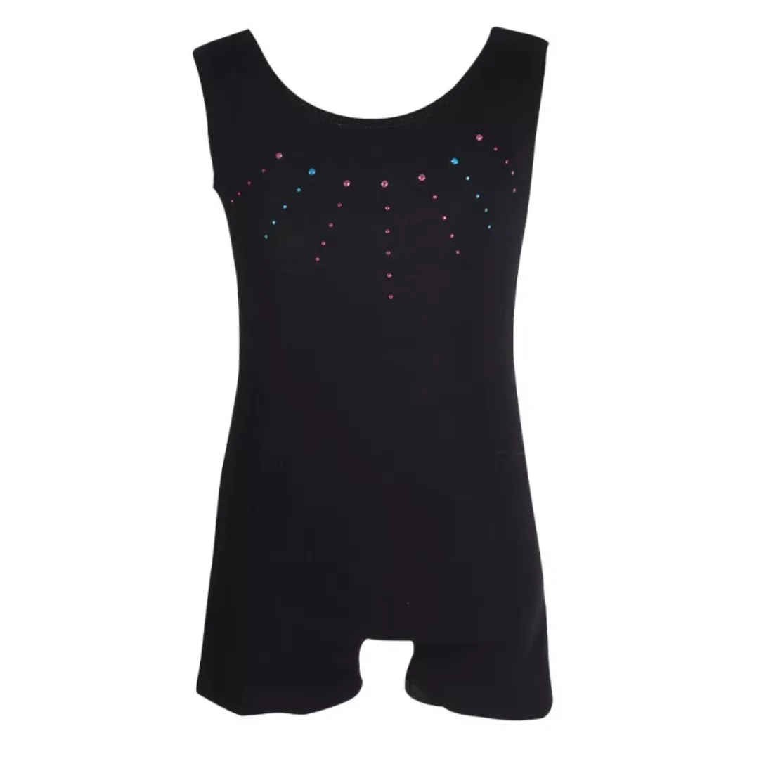 Black Unitard with Rhinestones Gymnastics