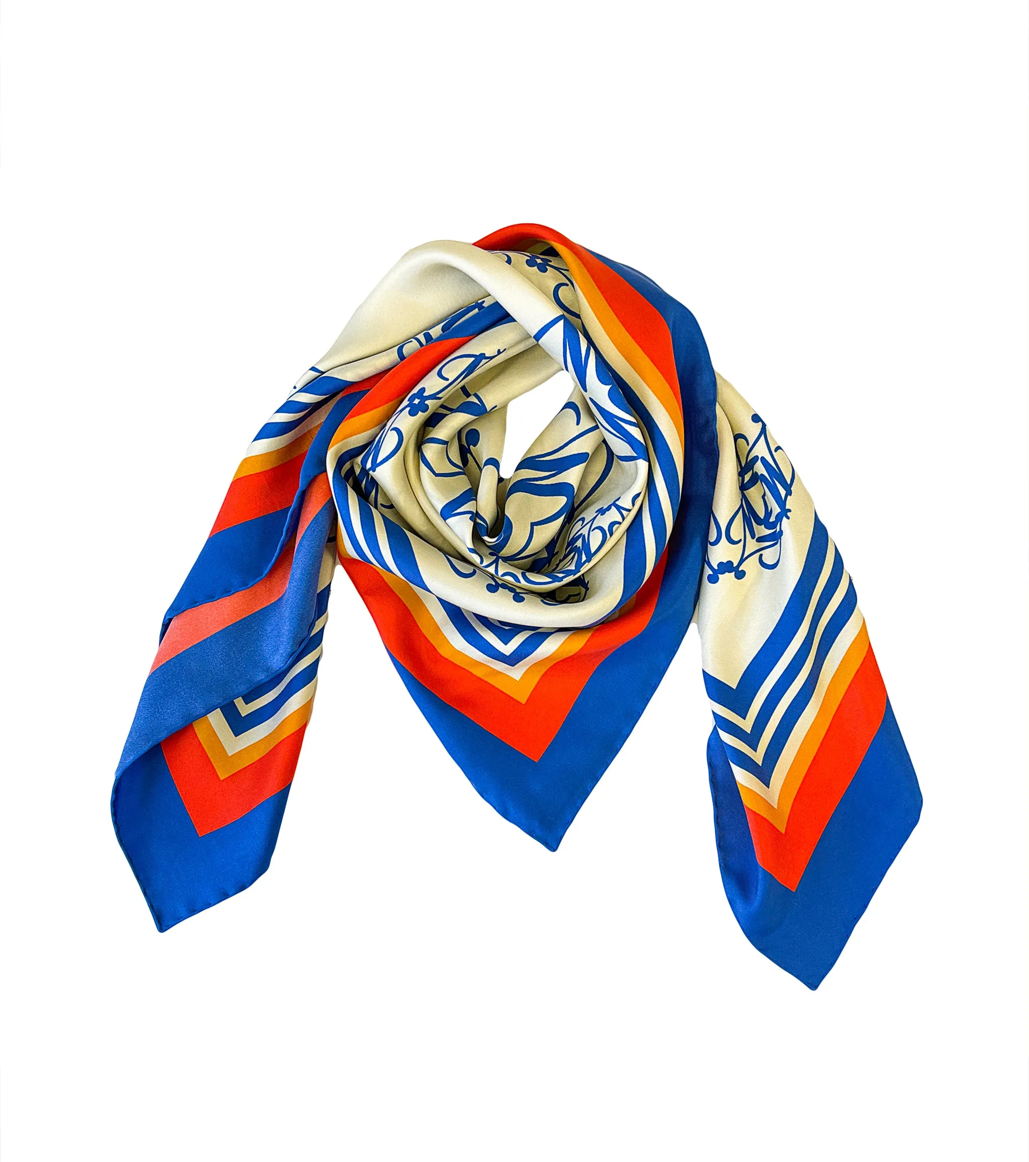 Blue Silk Printed Scarves