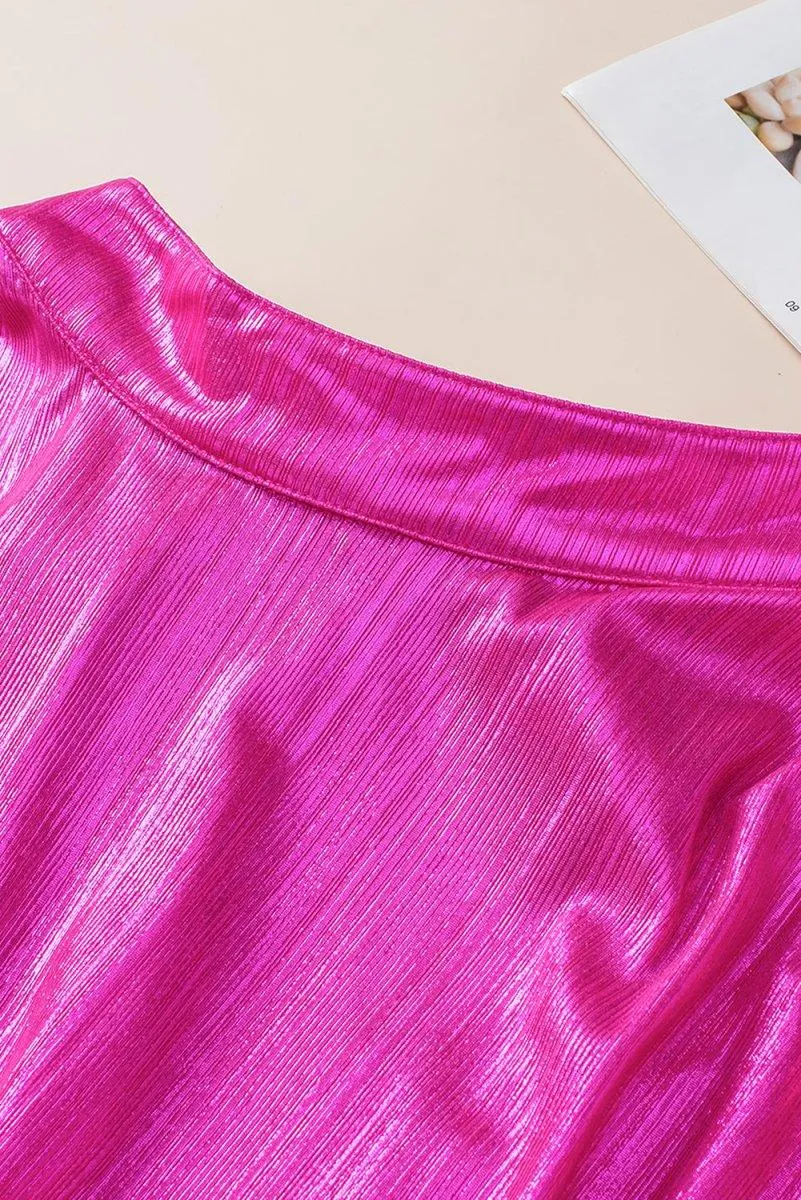 Bright Pink Knotted Backless Blouse