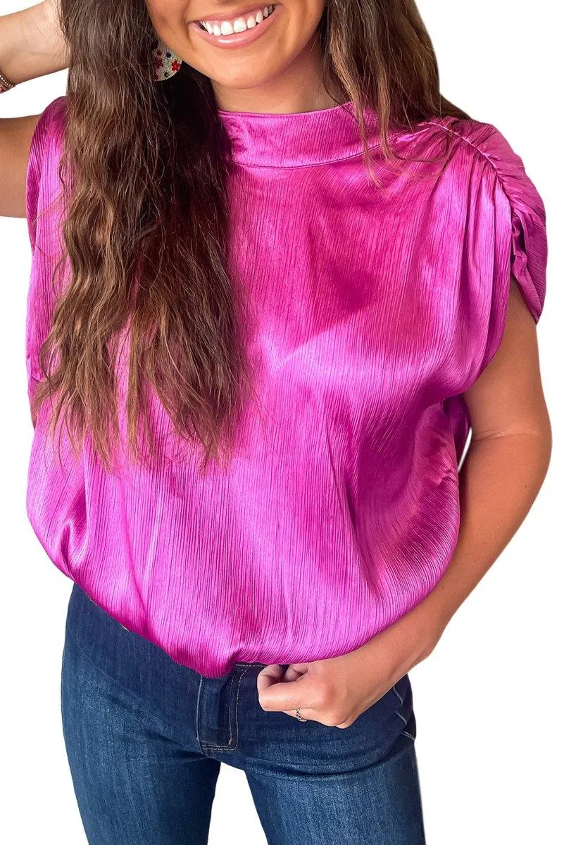 Bright Pink Knotted Backless Blouse