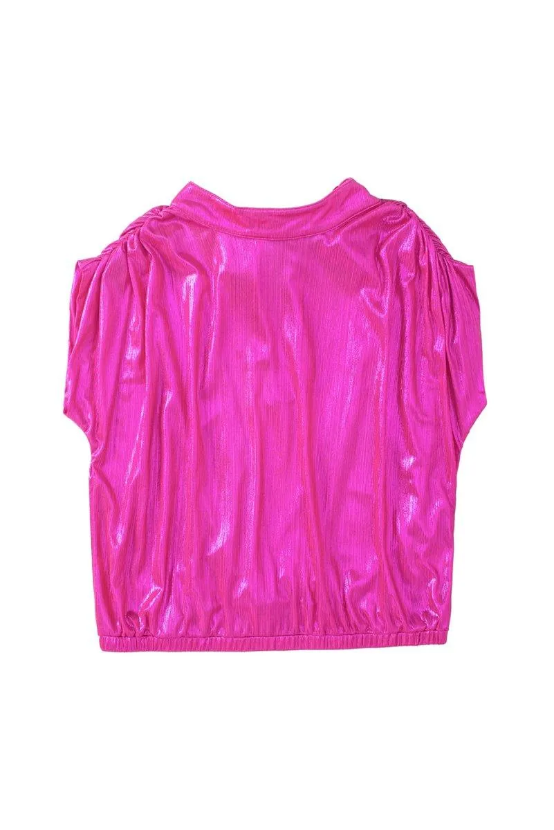 Bright Pink Knotted Backless Blouse