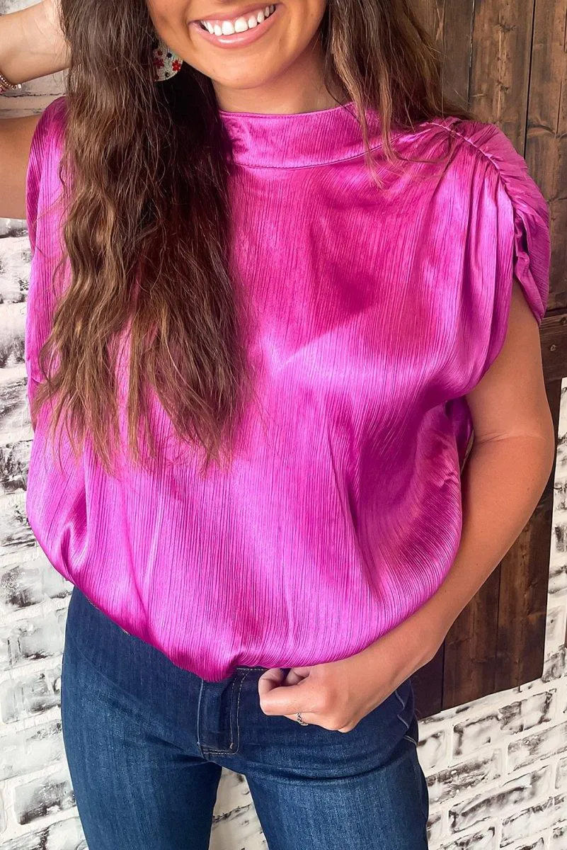 Bright Pink Knotted Backless Blouse