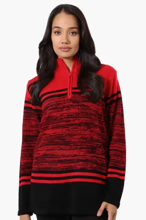 Canada Weather Gear Patterned 1/4 Zip Pullover Sweater - Red