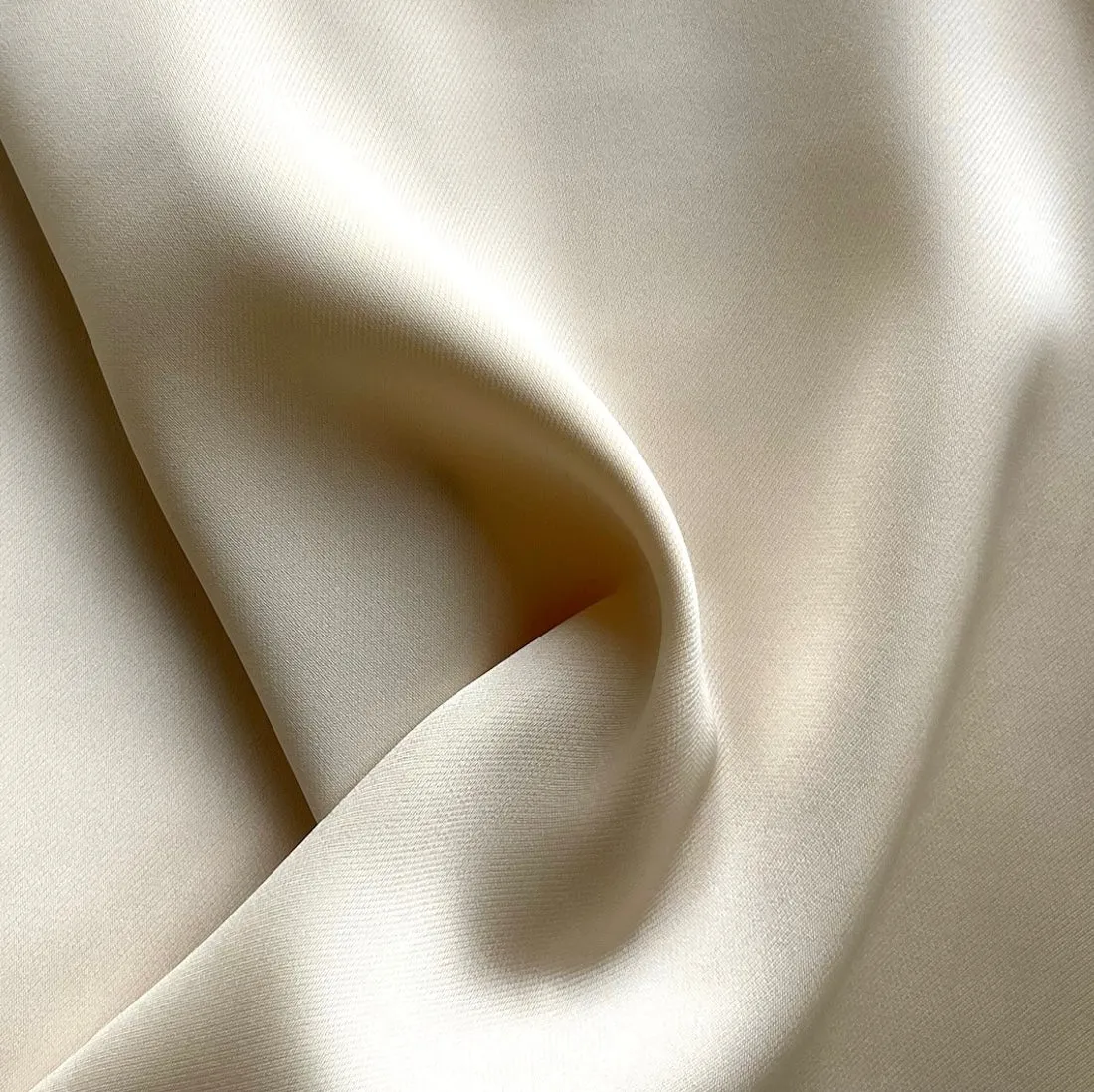 Candlelight Ivory Double-Sided Polyester Satin Twill (Made in Korea)