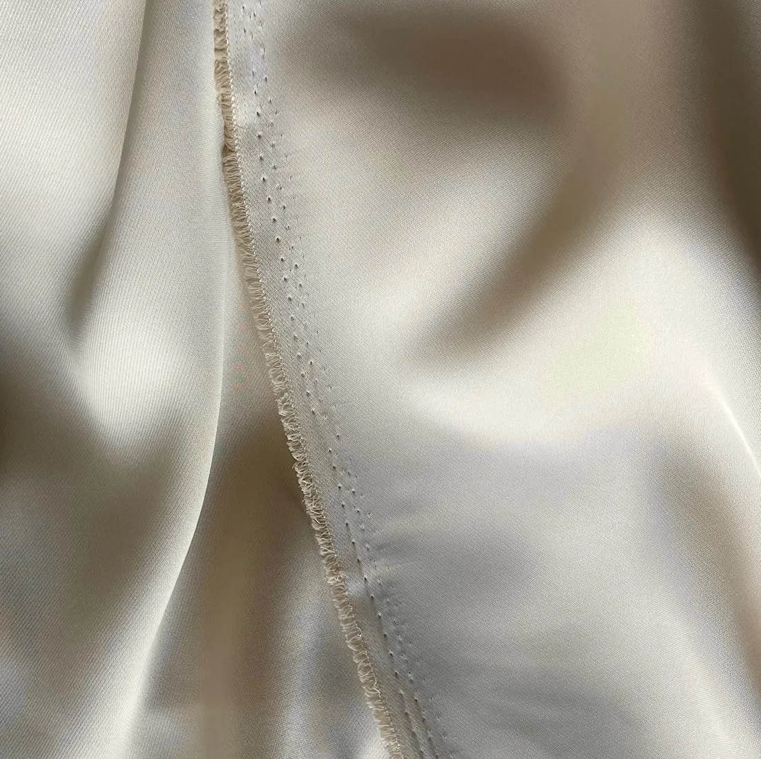 Candlelight Ivory Double-Sided Polyester Satin Twill (Made in Korea)