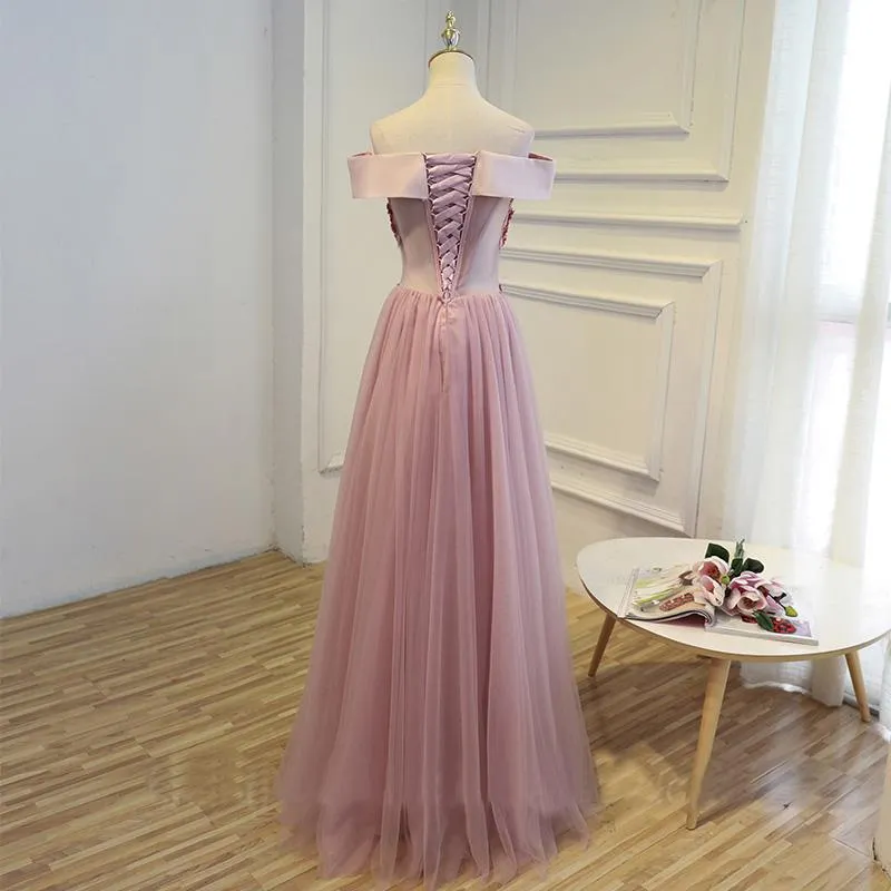 Cheap Pink Long Party Evening Dress 2019 Lace Up Women Formal Prom Gown PFP0994