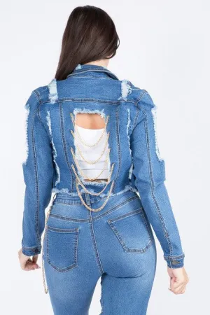 CHIAN BACK DENIM JEAN JACKET