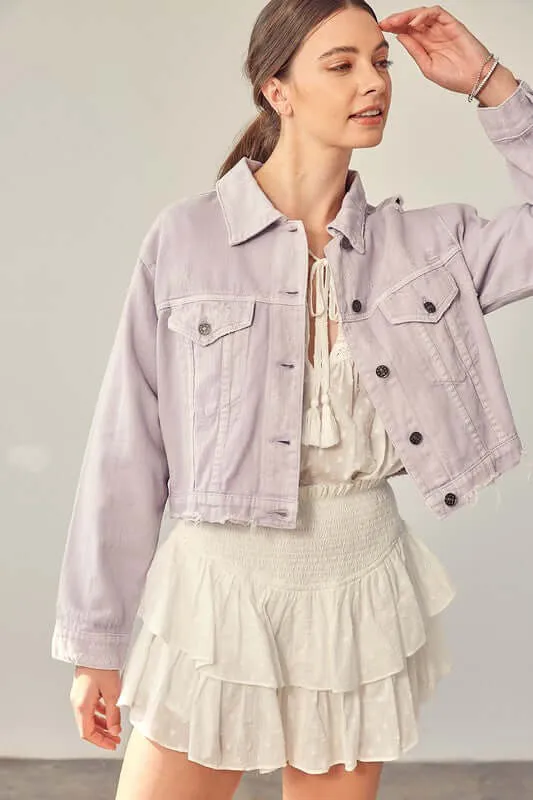 Color Cropped Denim Jacket