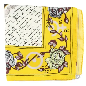 Dior Scarf Yellow Roses & Novelty - Twill Silk Square Foulard FINAL SALE