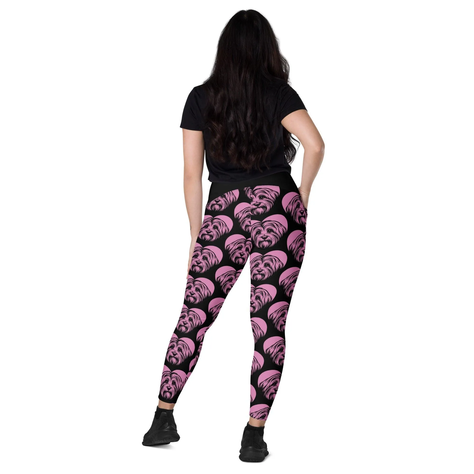 DOG BREED LEGGINGS with pockets - HAVANESE - HERTTAHOUND - pink