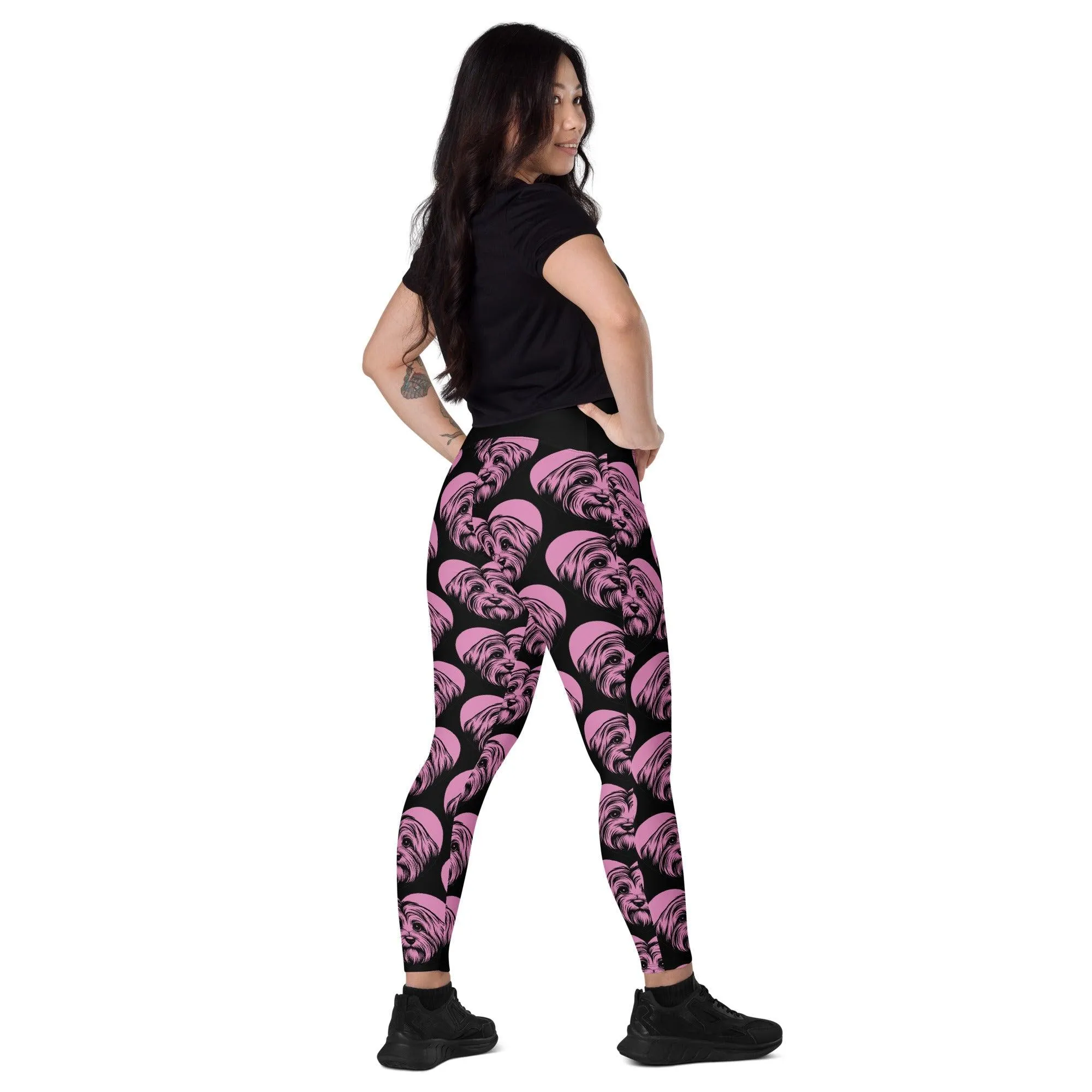 DOG BREED LEGGINGS with pockets - HAVANESE - HERTTAHOUND - pink