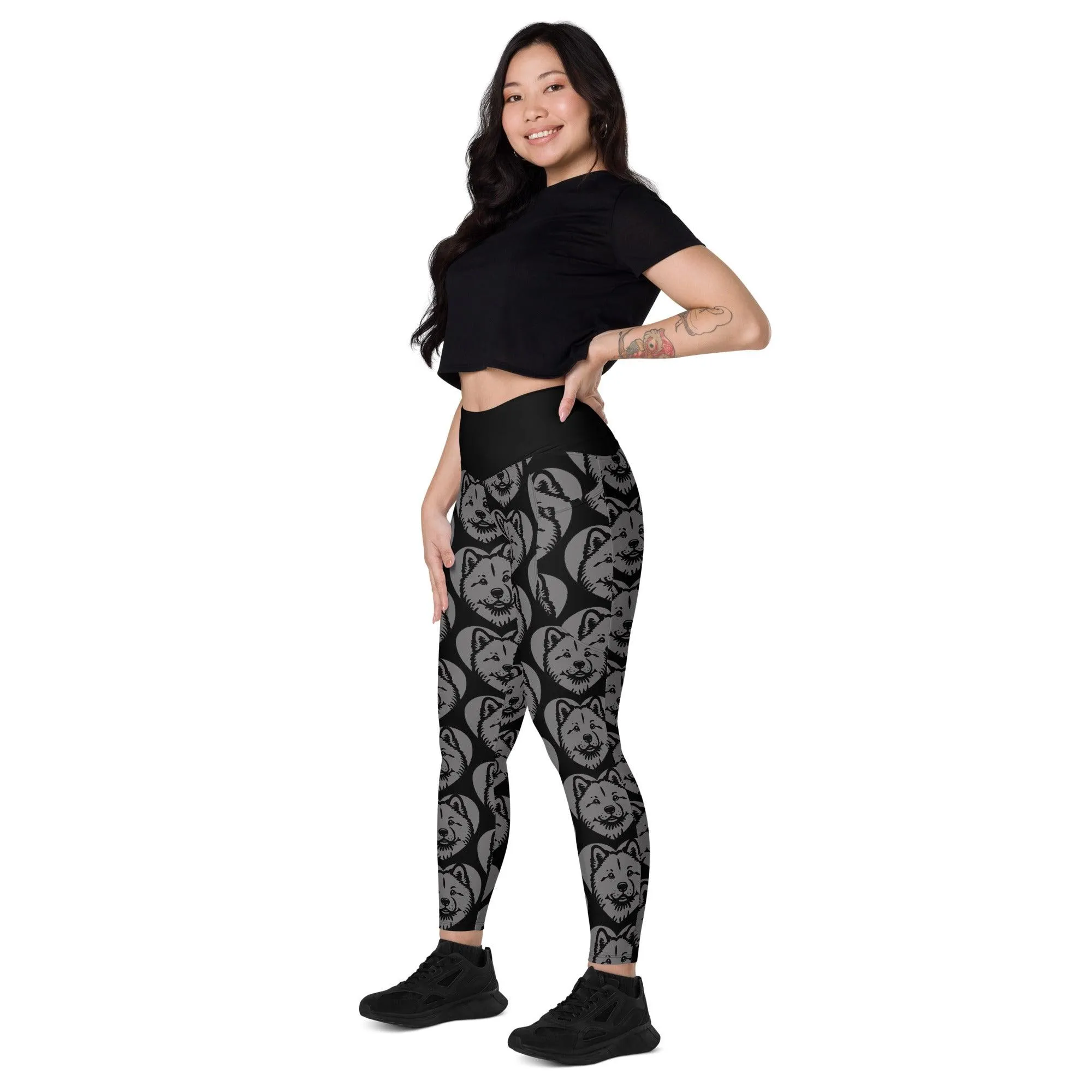 DOG BREED LEGGINGS with pockets - HOKKAIDO - HERTTAHOUND - grey