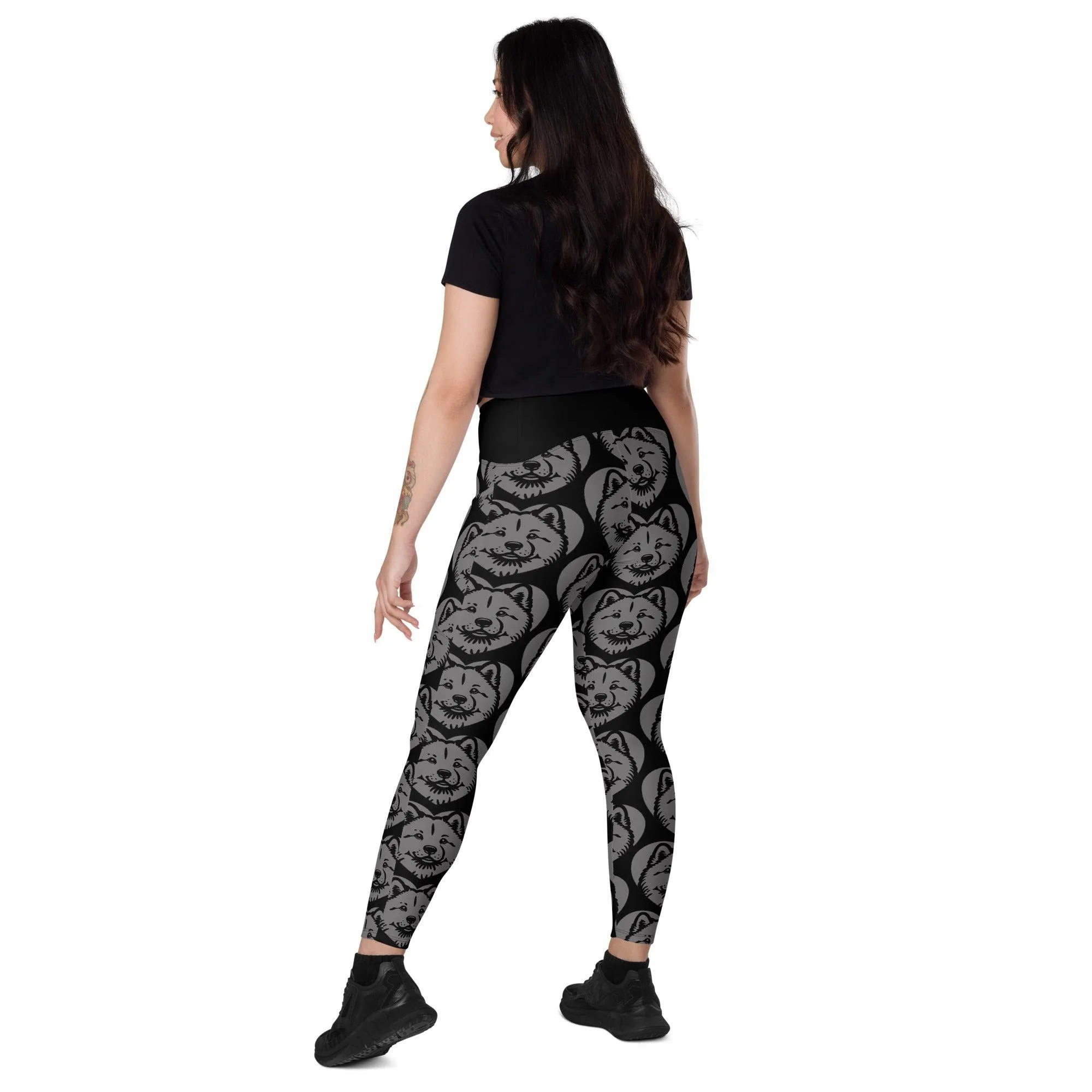 DOG BREED LEGGINGS with pockets - HOKKAIDO - HERTTAHOUND - grey