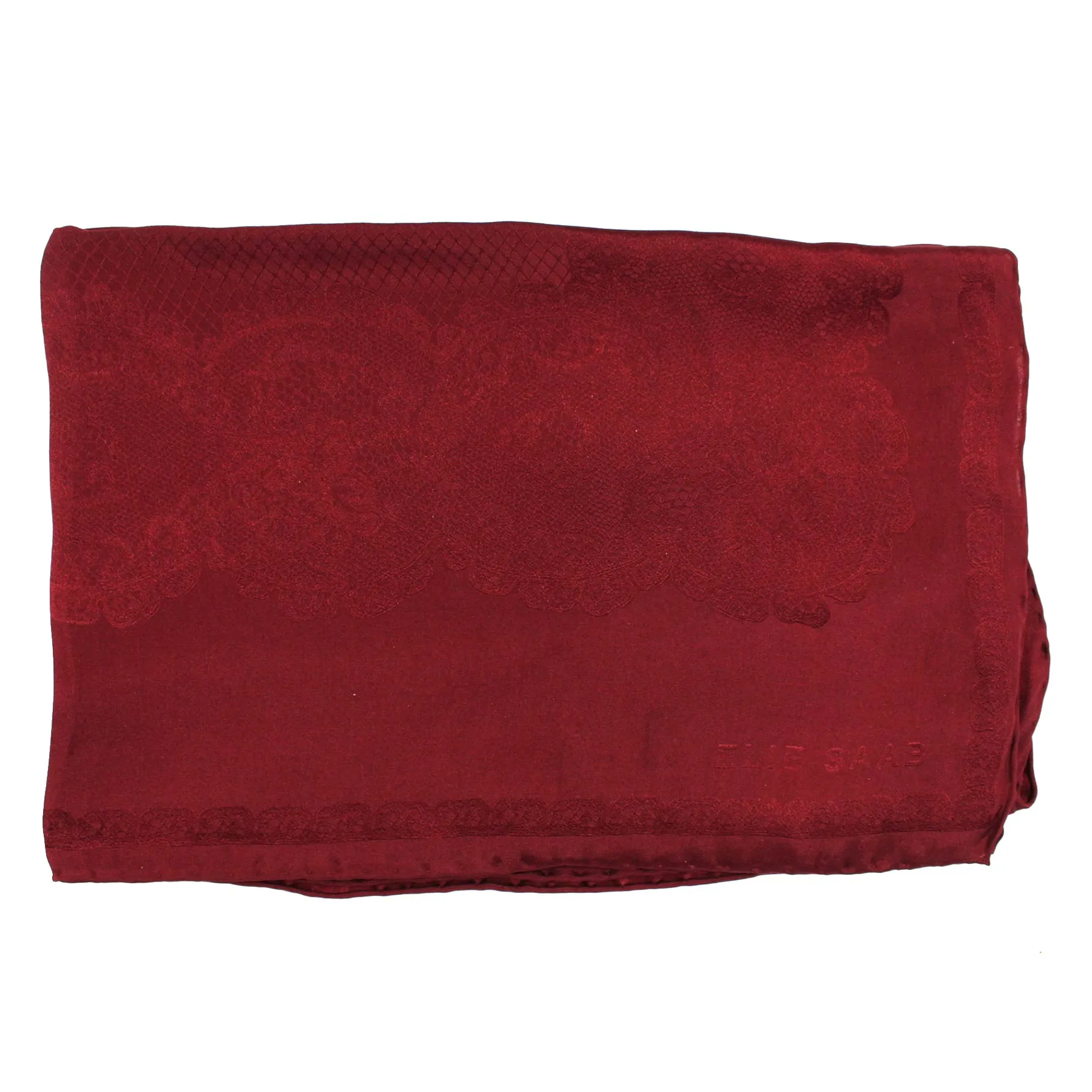 Elie Saab Scarf Maroon Tonal Design - Silk Shawl SALE