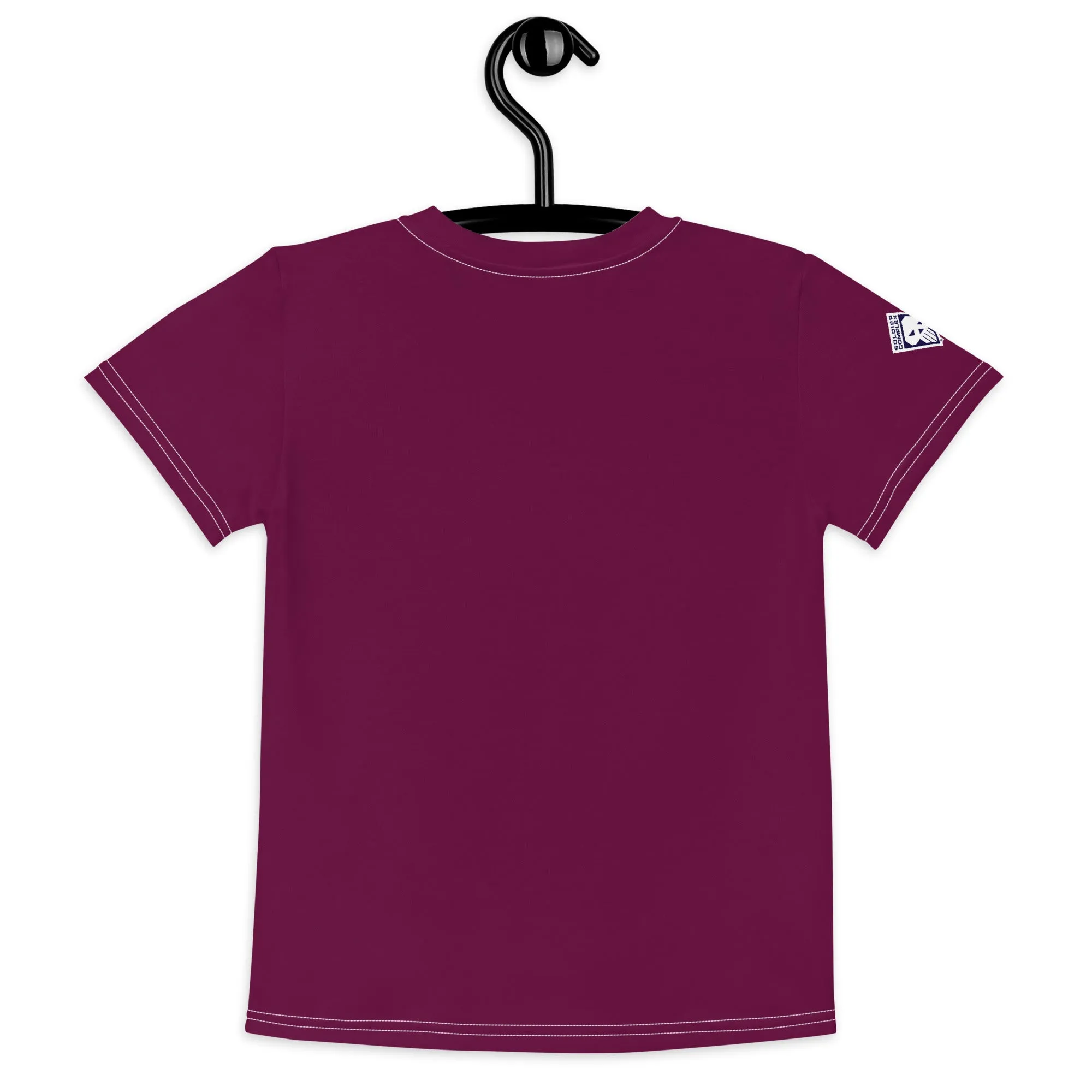 Fashionable Sun Defense: Boys' Short Sleeve Solid Color Rash Guard - Tyrian Purple