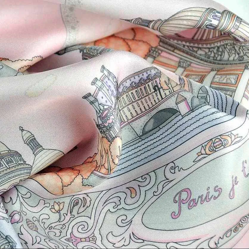 FRENCH SILK SCARF - PARIS - Misty Rose - 27x27"