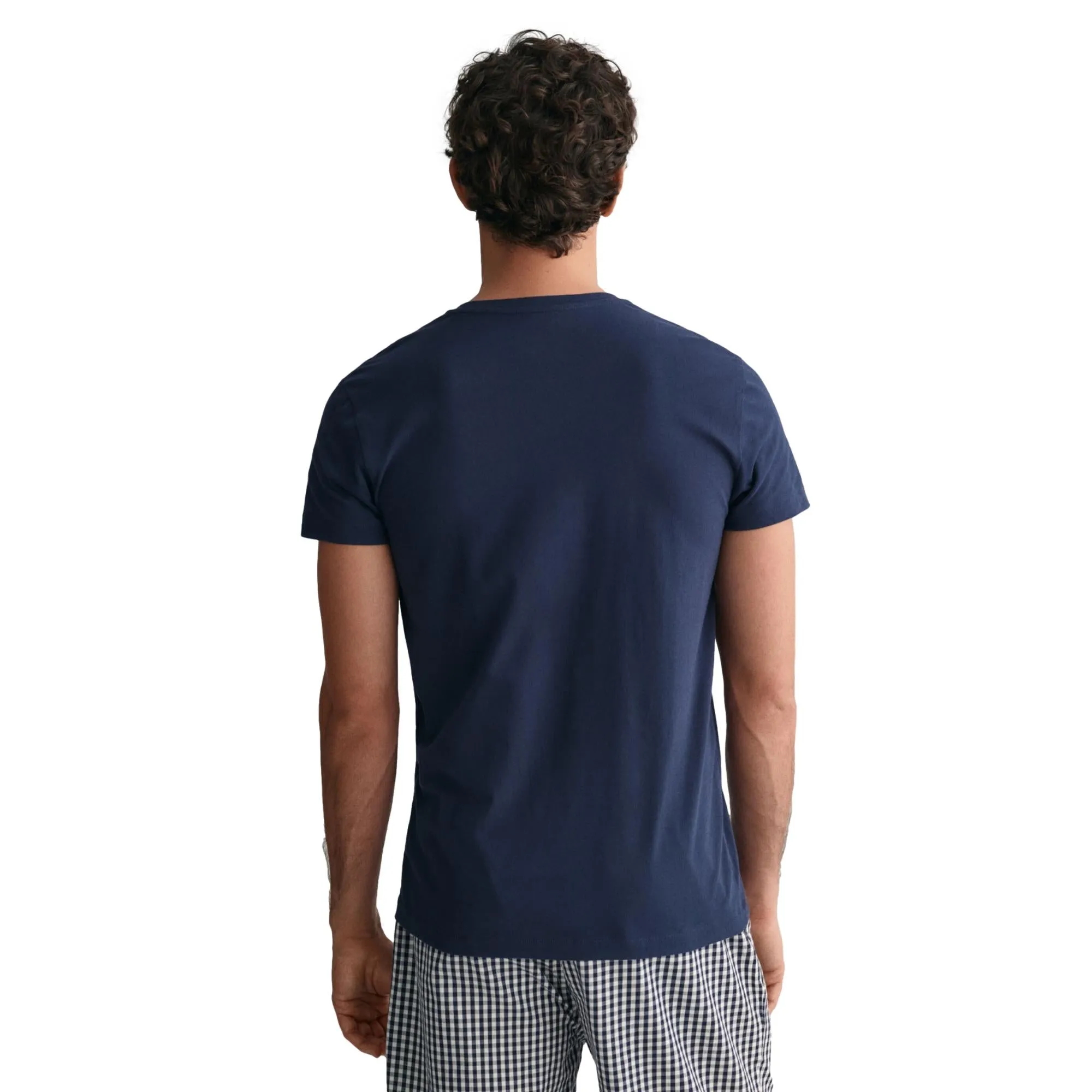 GANT Crew Neck T-Shirt 2 Pack - Light Grey Melange/Navy