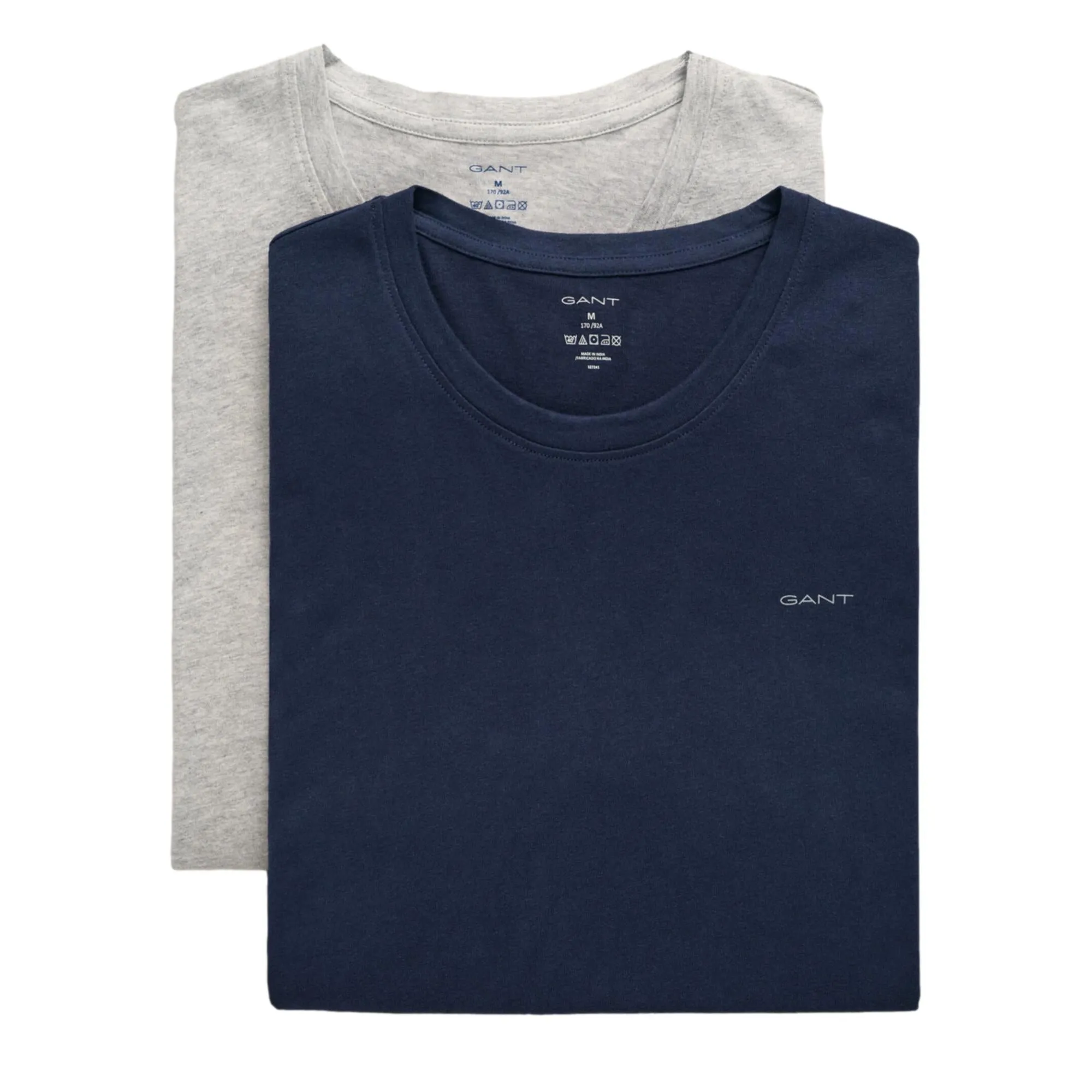 GANT Crew Neck T-Shirt 2 Pack - Light Grey Melange/Navy