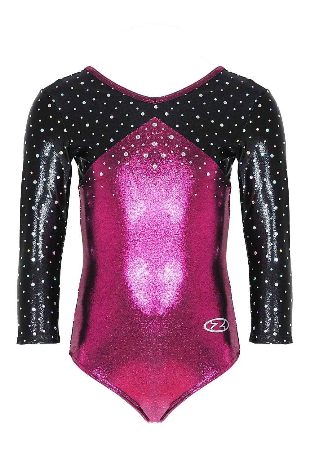 Girls Belle V Neck 3/4 Sleeve Shine Gymnastics Leotard