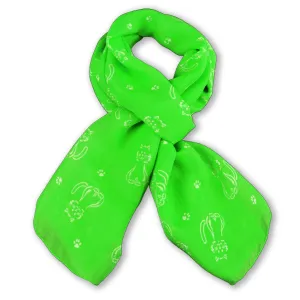 GREEN CAT PATTERN SCARF - 67x26"