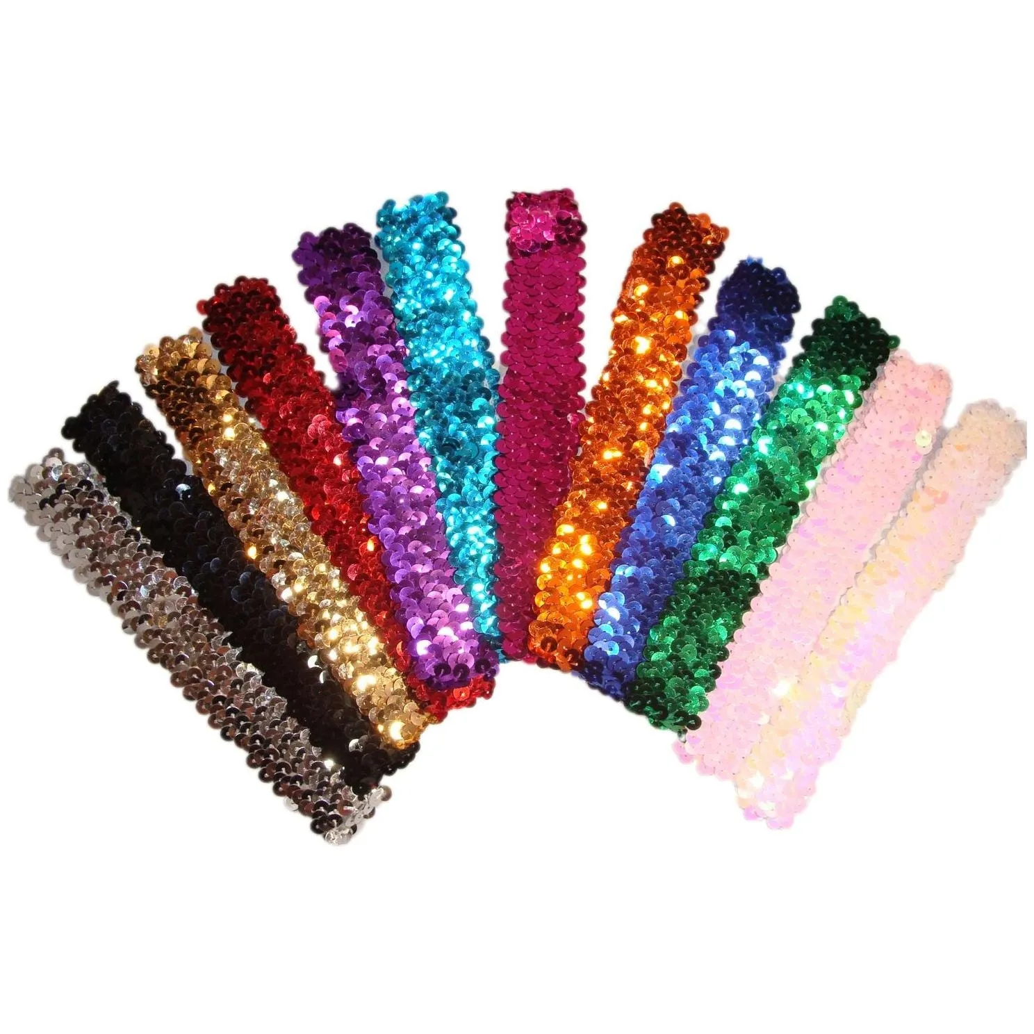 Green Sequin Headbands - 12 Pack