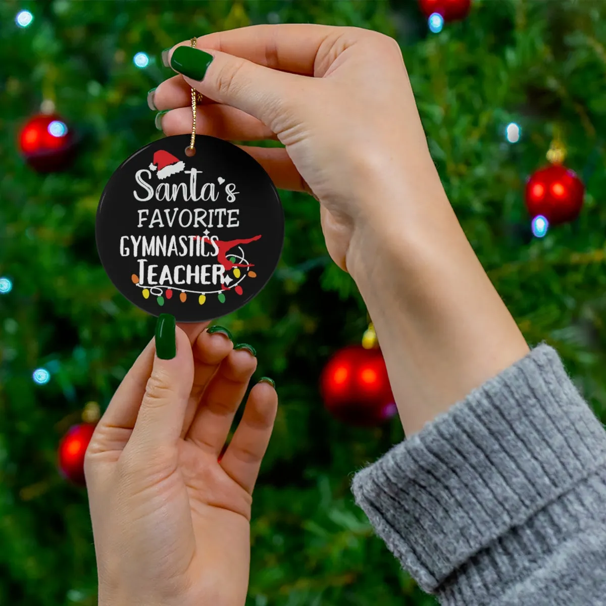 Gymnastics Teacher Ornament, Santa's Favorite Gymnastics Instructor