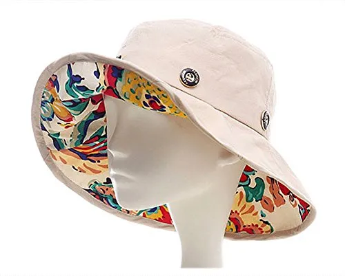 iHomey Packable Extra Large Brim Floppy Sun Hat Reversible UPF 50  Beach Sun Bucket Hat