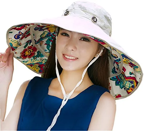 iHomey Packable Extra Large Brim Floppy Sun Hat Reversible UPF 50  Beach Sun Bucket Hat