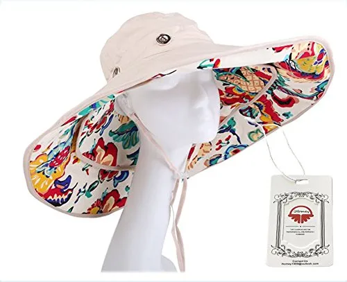 iHomey Packable Extra Large Brim Floppy Sun Hat Reversible UPF 50  Beach Sun Bucket Hat