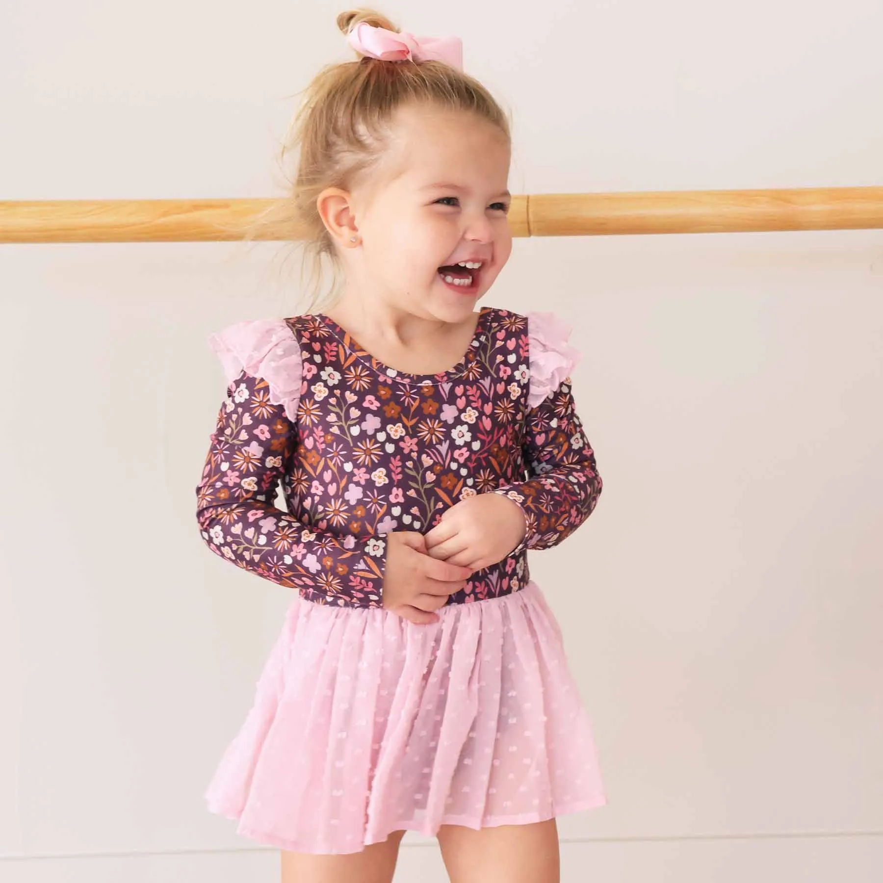 Long Sleeve Swiss Dot Leotard | Sugar Plum