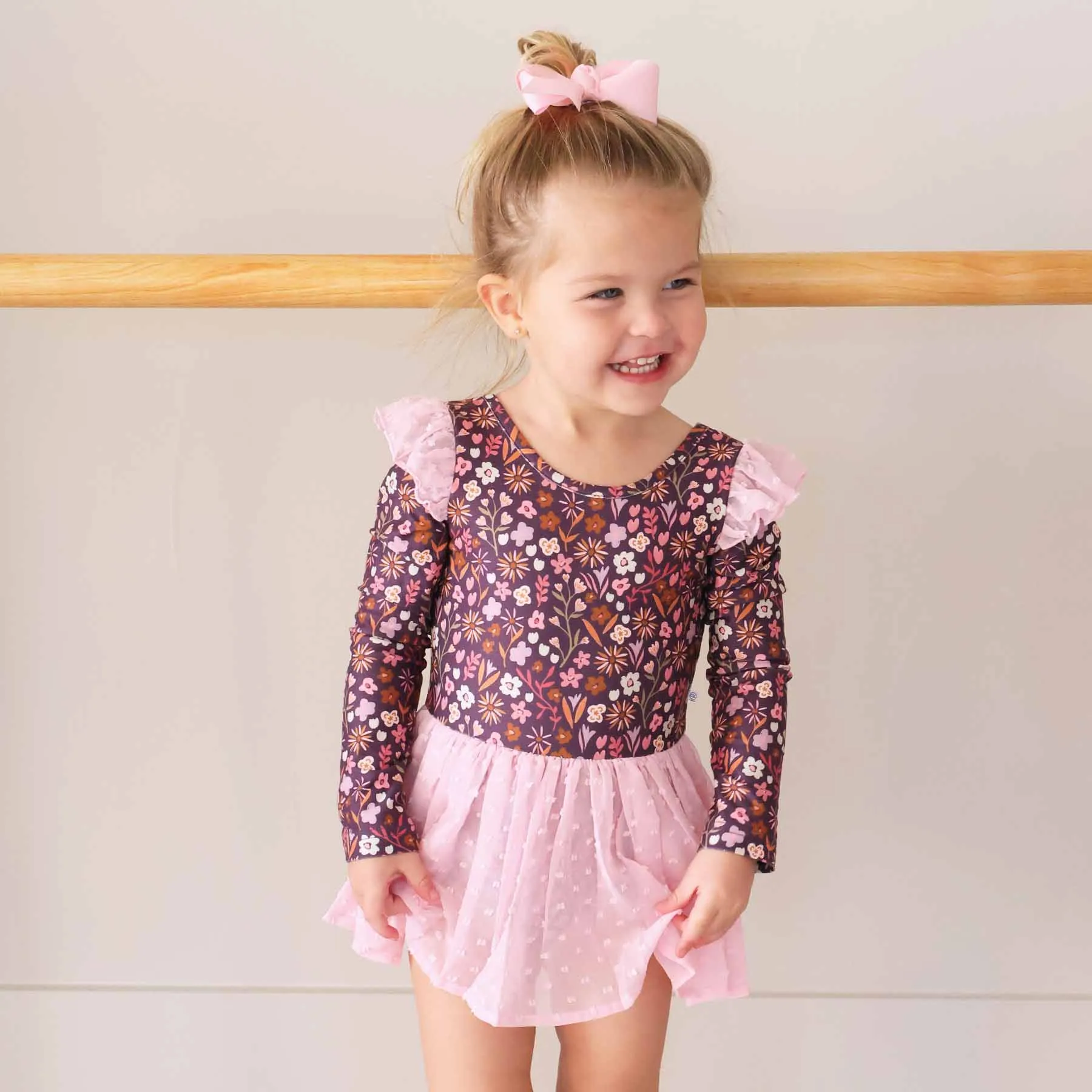 Long Sleeve Swiss Dot Leotard | Sugar Plum