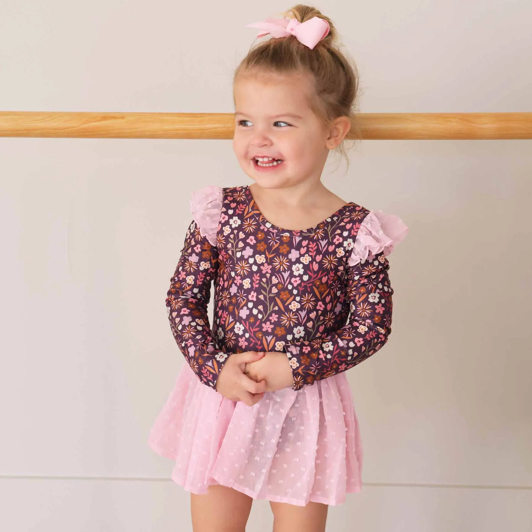 Long Sleeve Swiss Dot Leotard | Sugar Plum