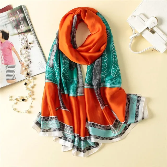 Luxury Brand Soft Silk Foulard Summer Women Scarf