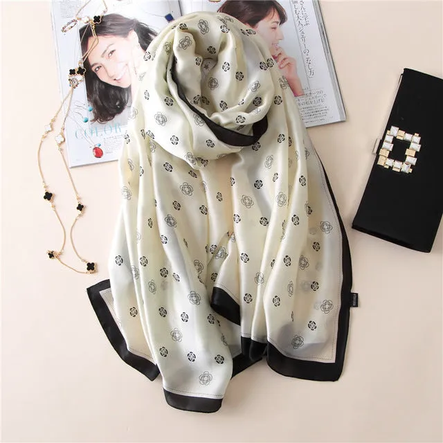 Luxury Brand Soft Silk Foulard Summer Women Scarf