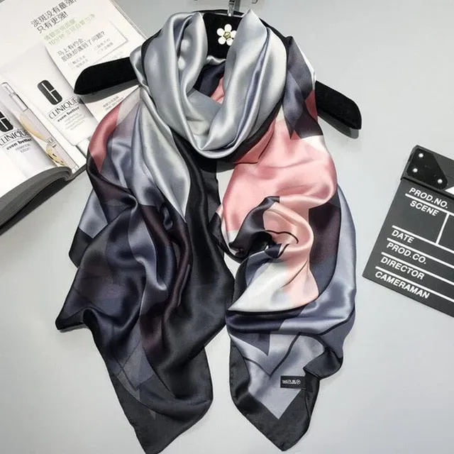 Luxury Brand Soft Silk Foulard Summer Women Scarf