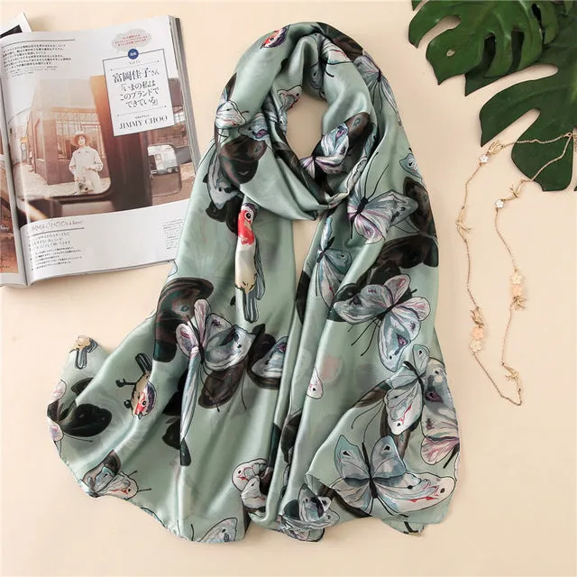 Luxury Brand Soft Silk Foulard Summer Women Scarf