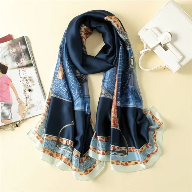 Luxury Brand Soft Silk Foulard Summer Women Scarf