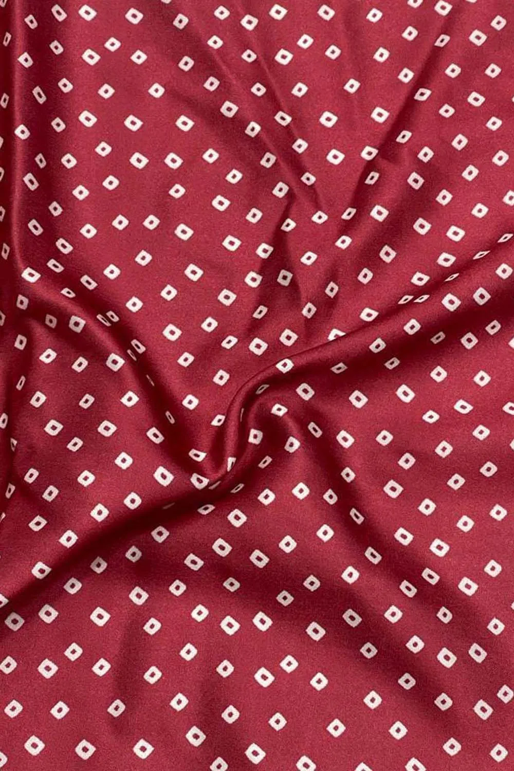 Maroon Bandhani Design Modal Satin Fabric