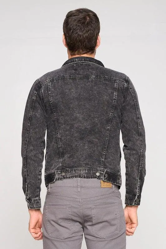 Mens Black Stonewashed Denim Jacket