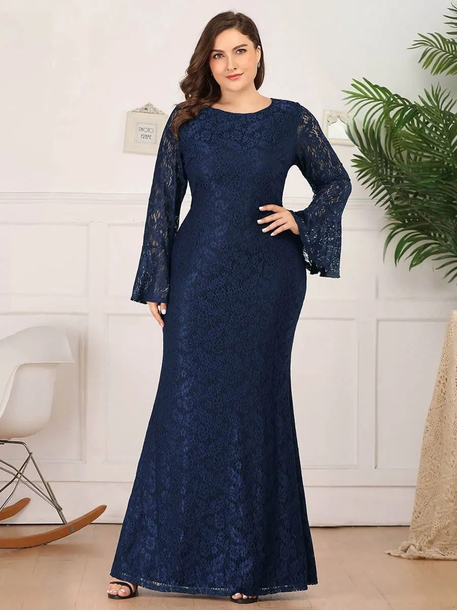 Mermaid Evening Party Dresses with Long Flare Lace Sleeve