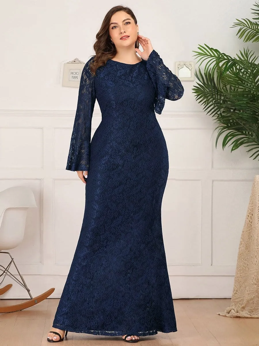 Mermaid Evening Party Dresses with Long Flare Lace Sleeve