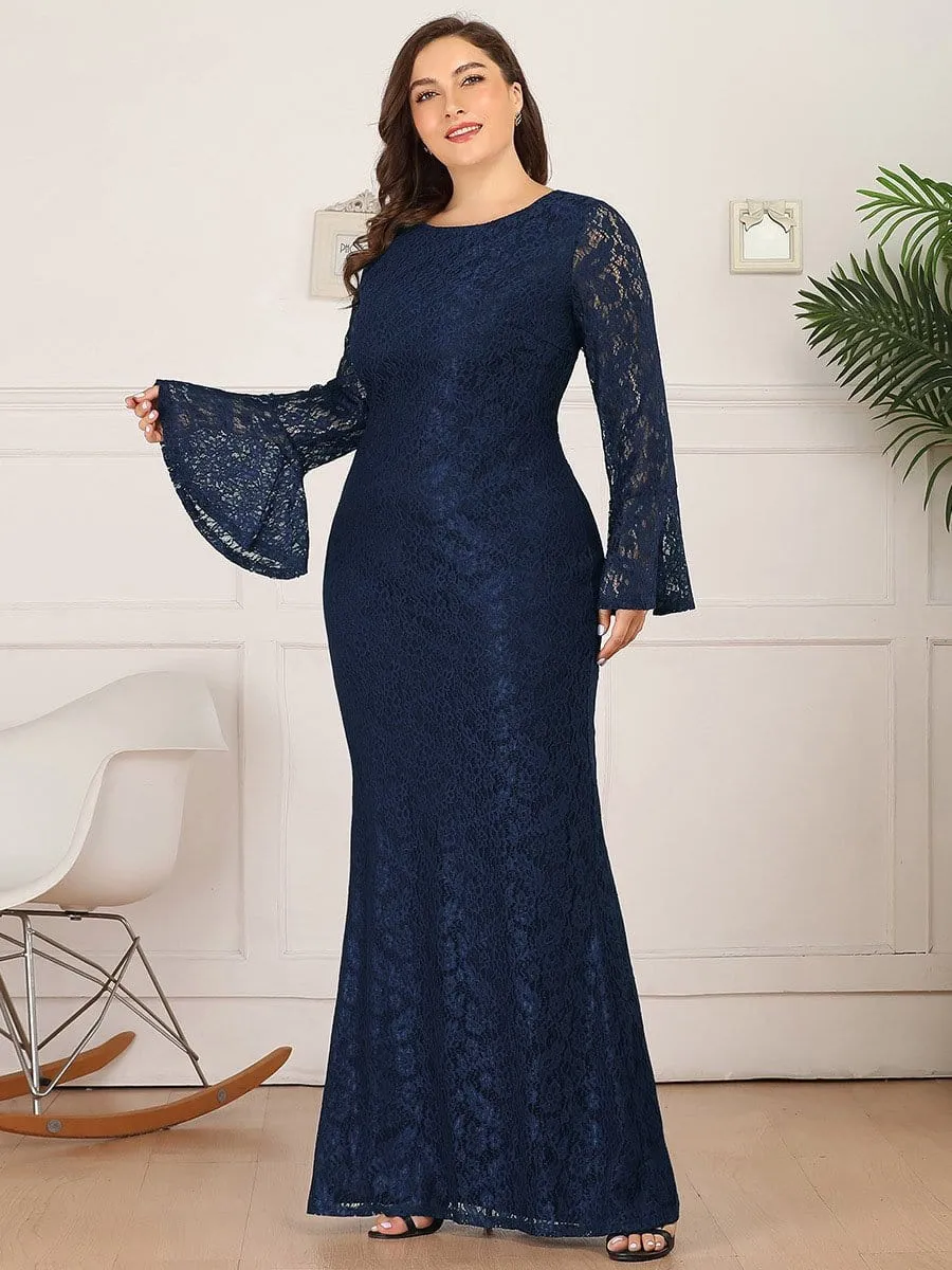 Mermaid Evening Party Dresses with Long Flare Lace Sleeve