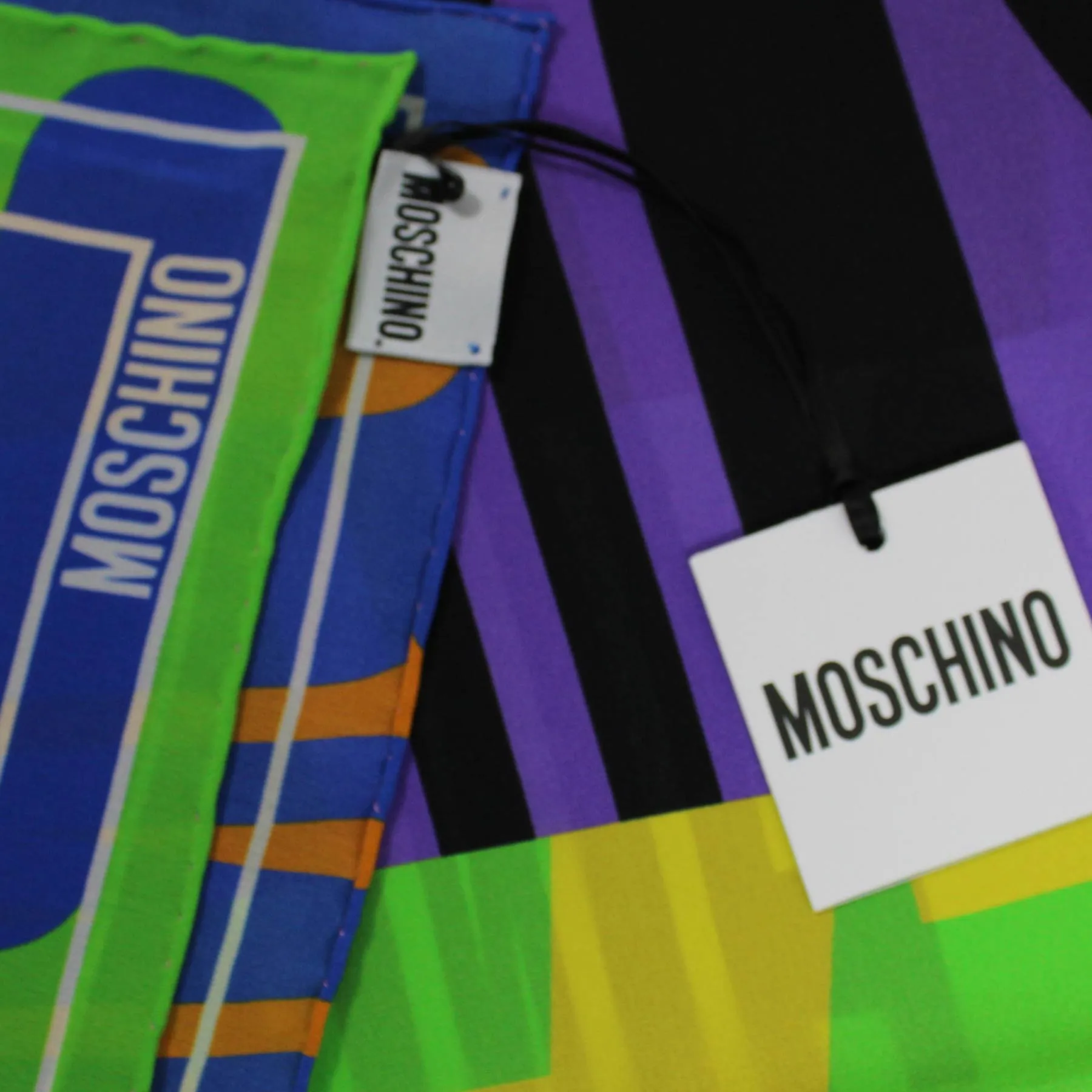 Moschino Scarf Colorful Logo Design - Large Square Silk Foulard - 2024 Collection