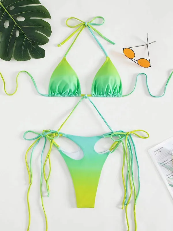 On-Piece Trikini Swimsuit with Wireless Triangle Bra